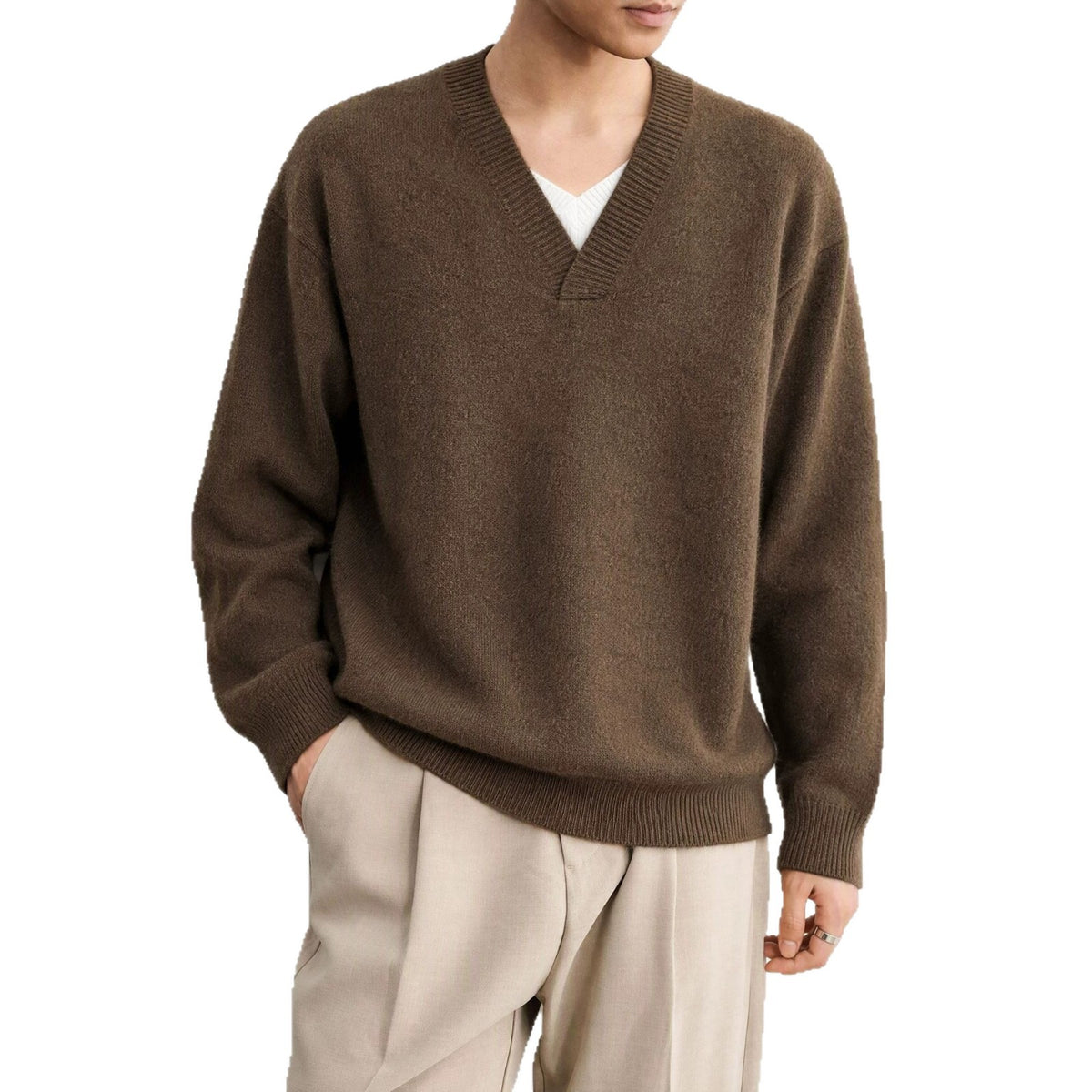 V-neck long sleeved sweater