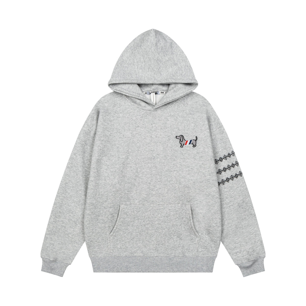 Dachshund Terry Embroidery Drop Shoulder Oversized Vintage Casual Men's Unisex Pullover Hoodie
