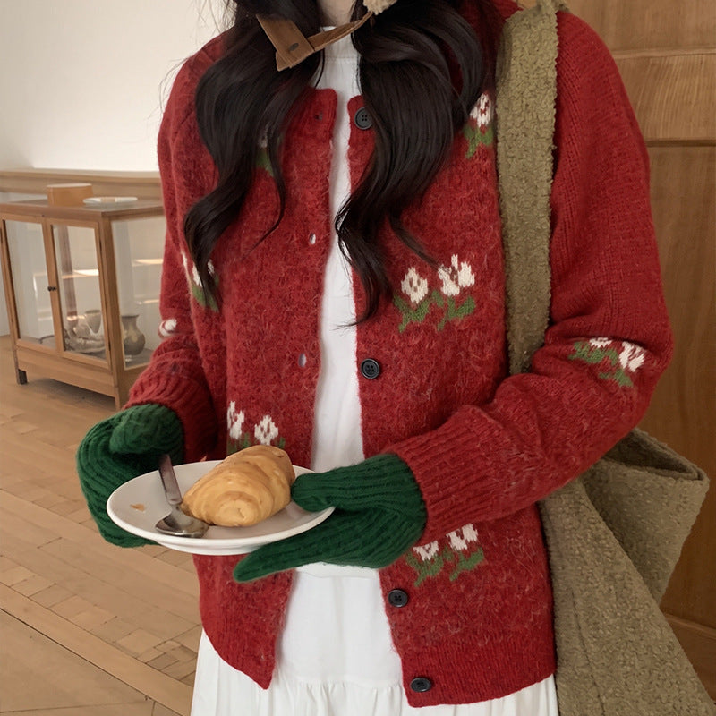 Embroidered cardigan sweater