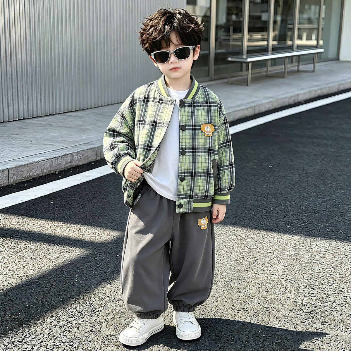 Boys Baseball Jacket Two-Piece Set Spring Autumn