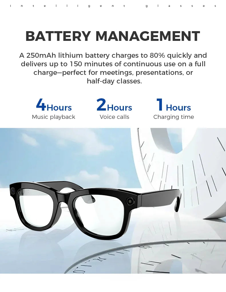 004. Bluetooth AI shooting glasses Bluetooth call voice assistant real-time translation 5-megapixel shooting stabilization