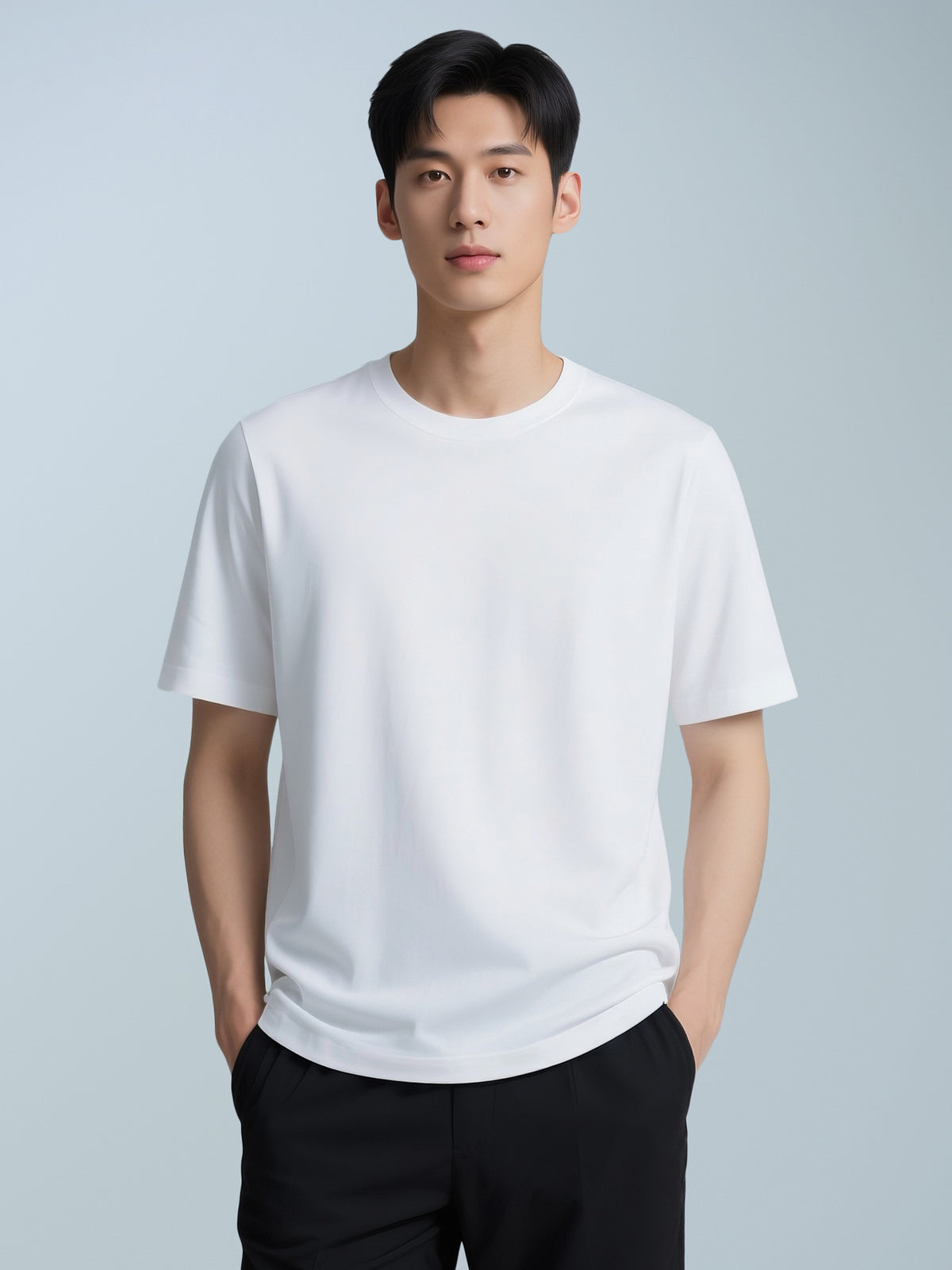 Men's Casual Solid Color Short Sleeve Crew Neck T-Shirt
