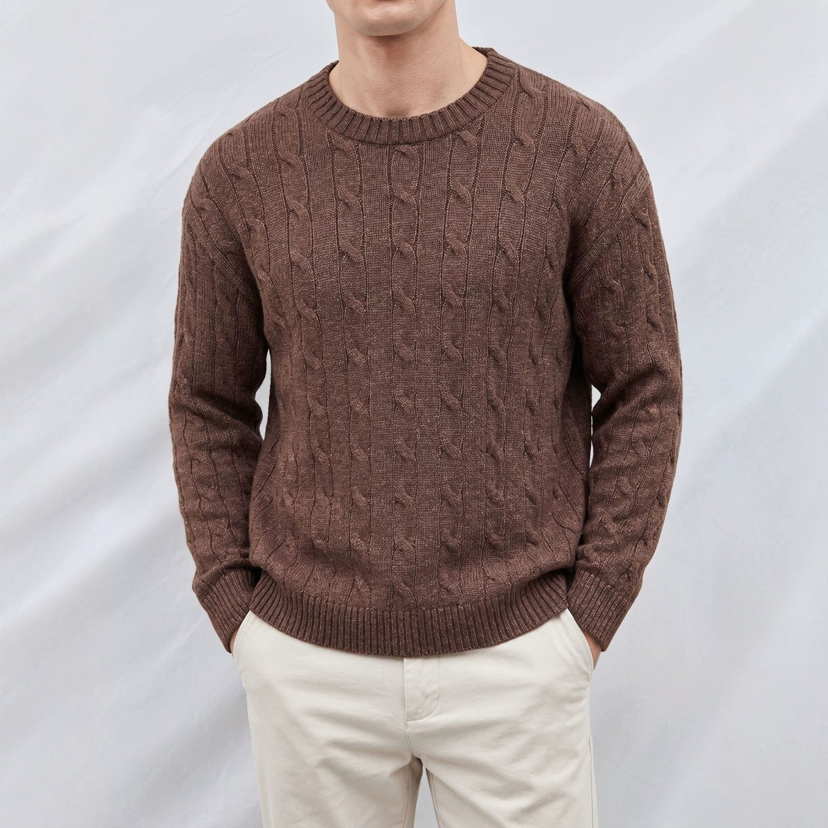 Round neck long sleeved sweater