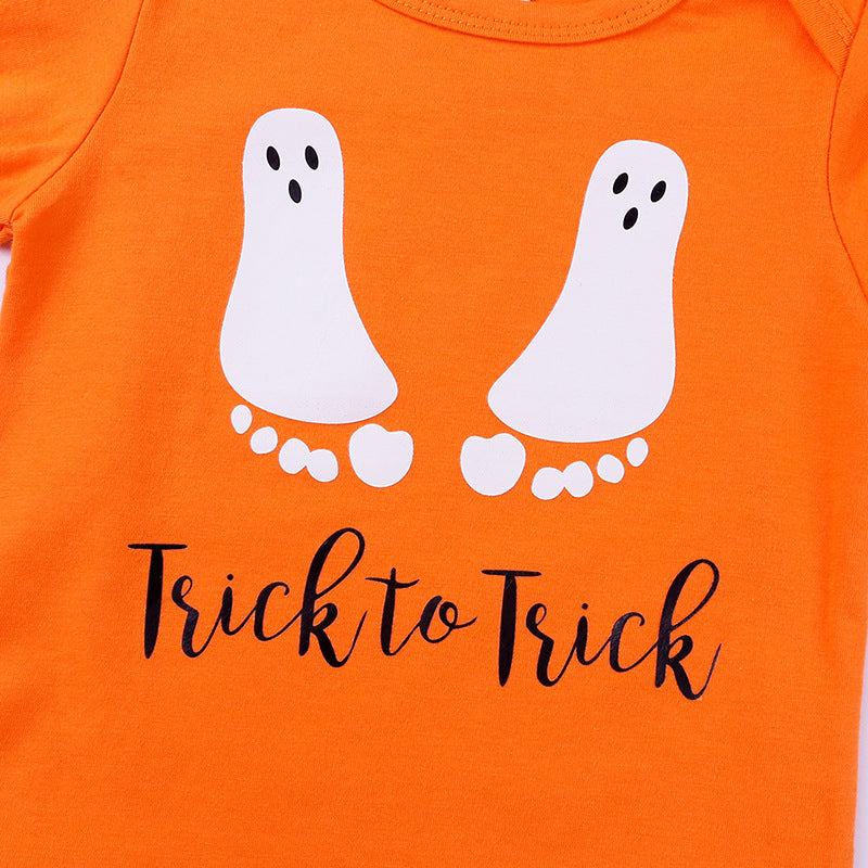 Halloween Cartoon Baby Romper Onesie for Newborns and Toddlers with Headband Included