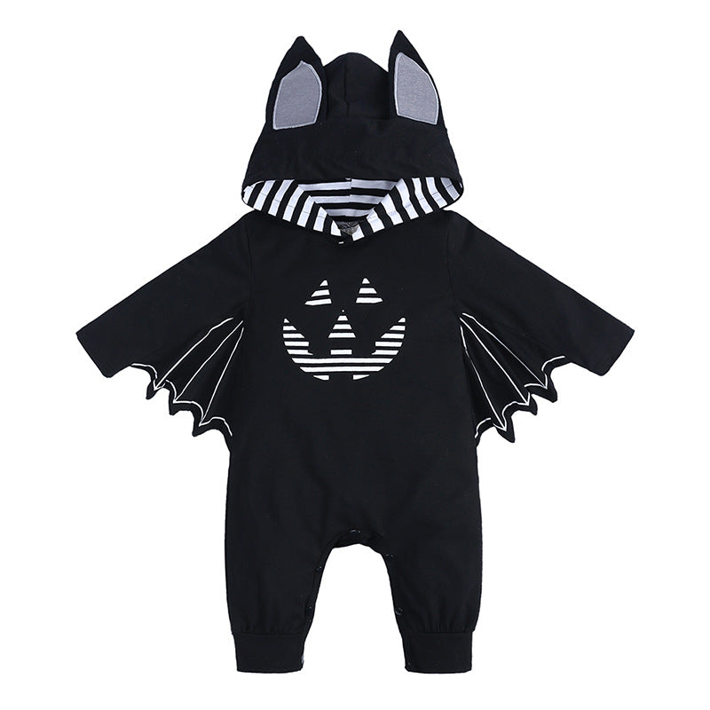 Halloween Autumn Baby Clothes Infant Outerwear Newborn Long Sleeve Hooded Romper Bat Design Crawler Suit