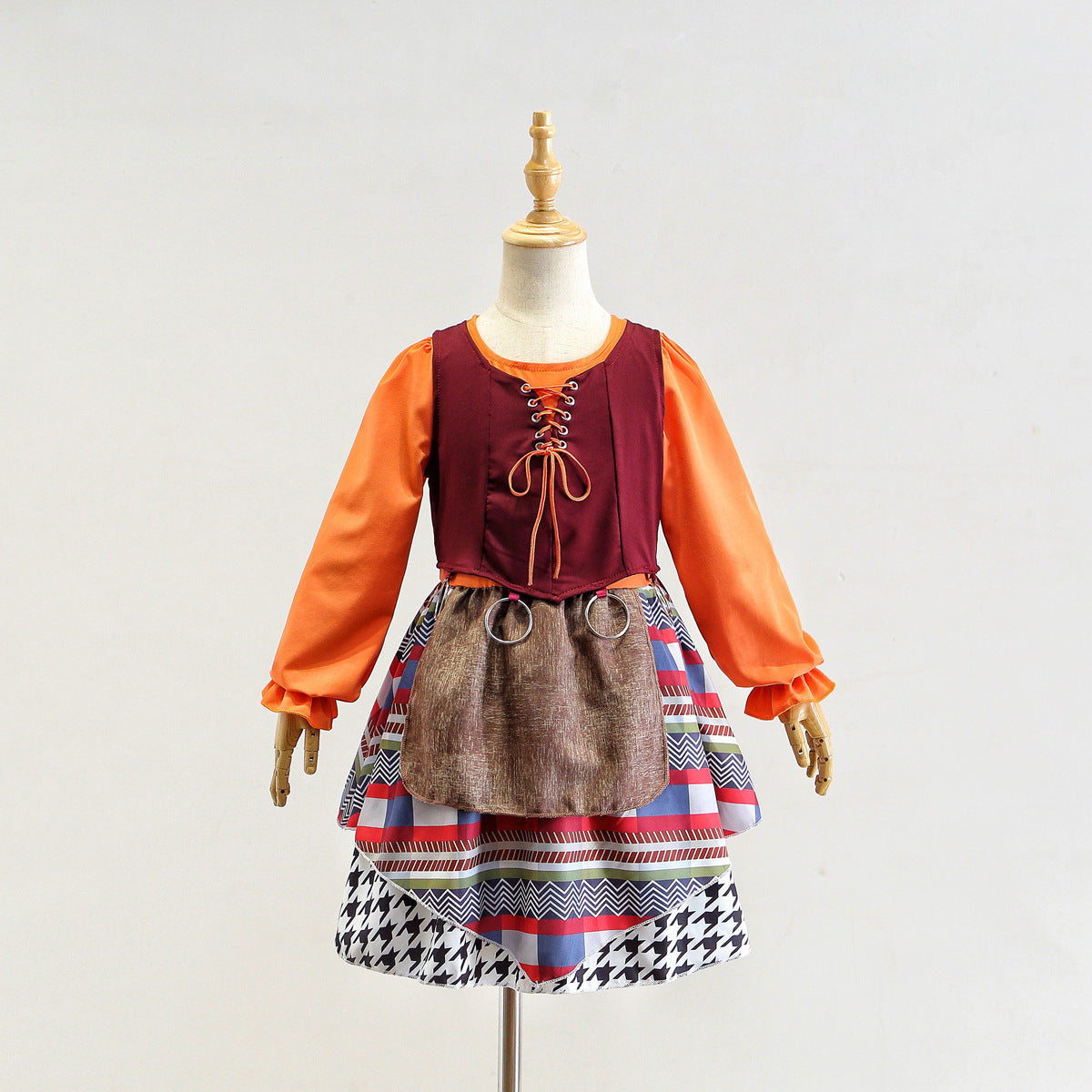 Witchy Style Halloween Children's Costume Performance Dress Medieval Cosplay Little Red Riding Hood Cloak Cape Dress