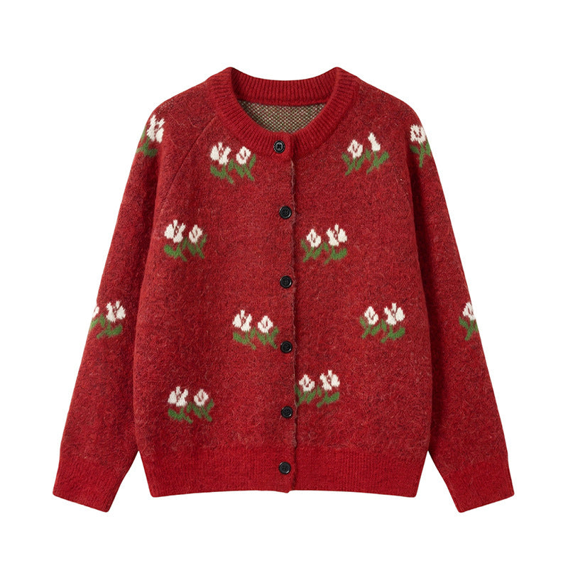 Embroidered cardigan sweater