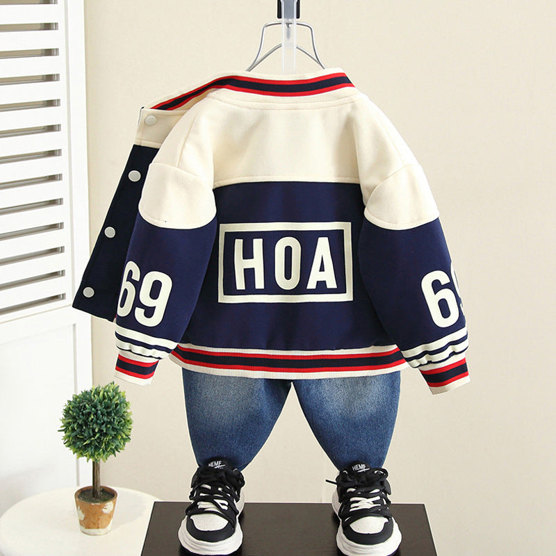 Boys Casual Spring Autumn Long Sleeve Baseball Jacket Outerwear Top
