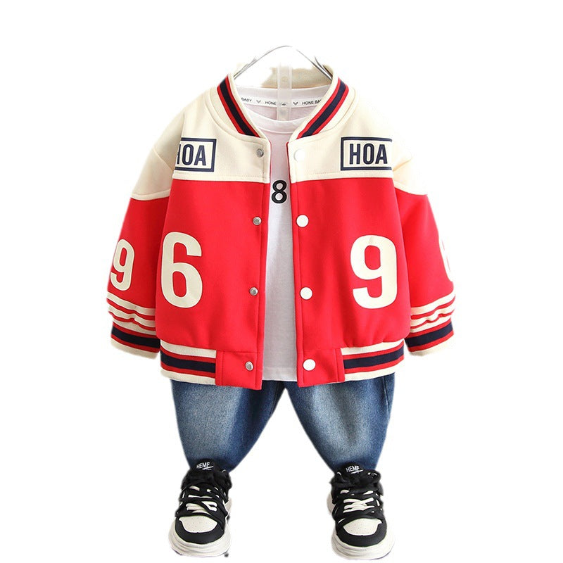 Boys Casual Spring Autumn Long Sleeve Baseball Jacket Outerwear Top