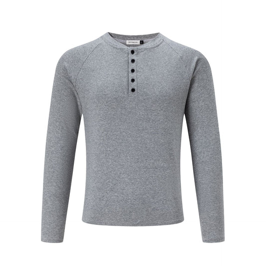 Long Sleeve Henley Neck Men's Knit T-Shirt