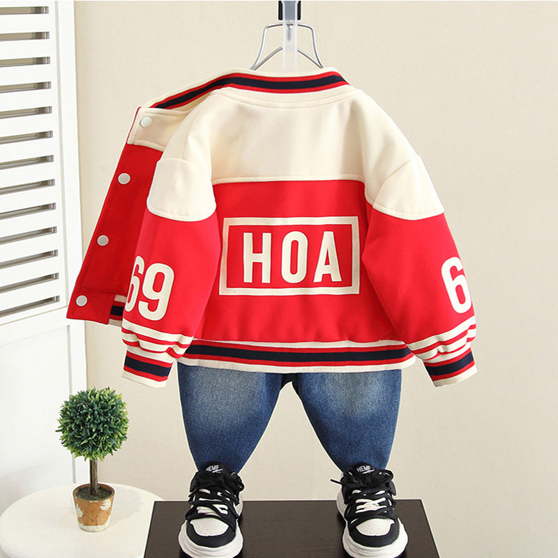 Boys Casual Spring Autumn Long Sleeve Baseball Jacket Outerwear Top