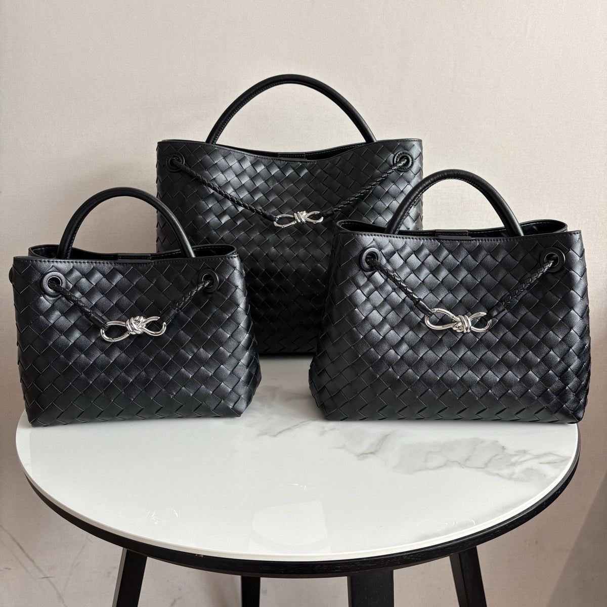 Fashion Genuine Leather Handwoven Large Capacity Tote Bag with Single Shoulder and Crossbody Strap