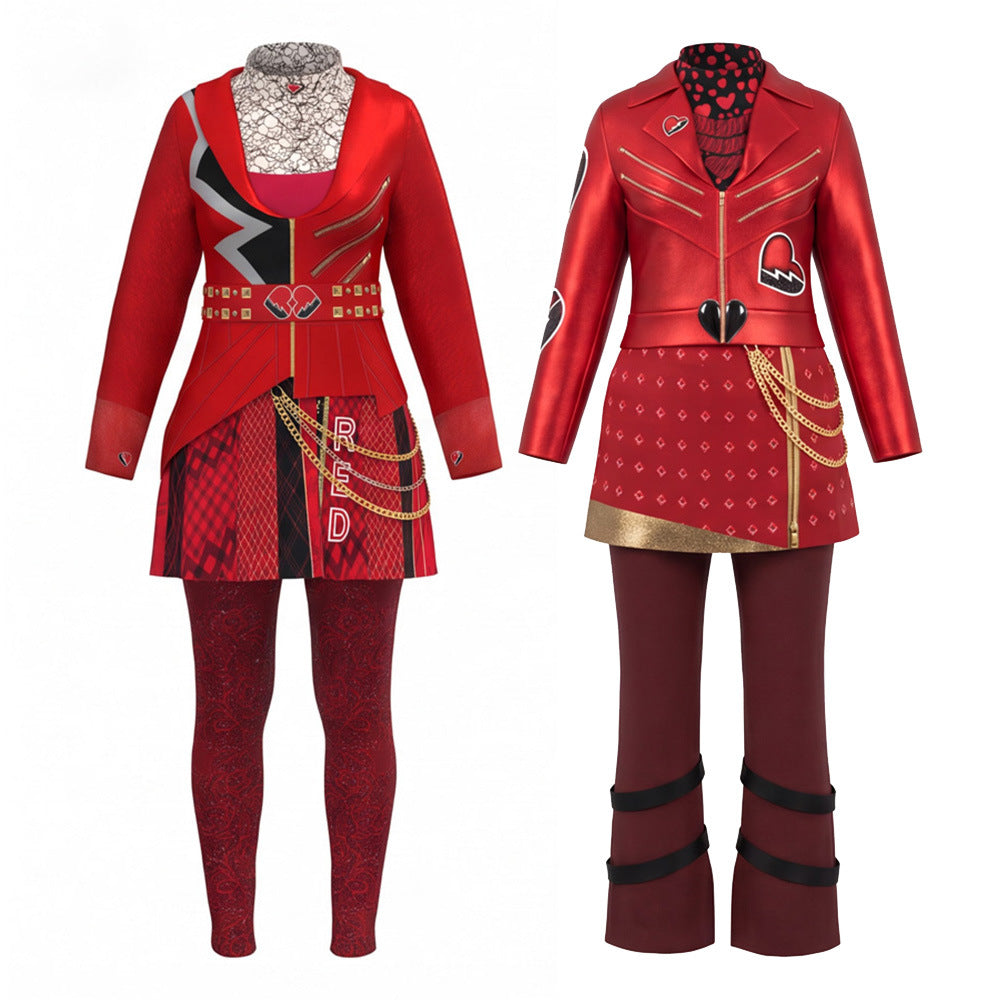 Red Queen Cosplay Costume from Descendants 5, Little Red Riding Hood Anime Cosplay Outfit, Punk Halloween Performance Costume