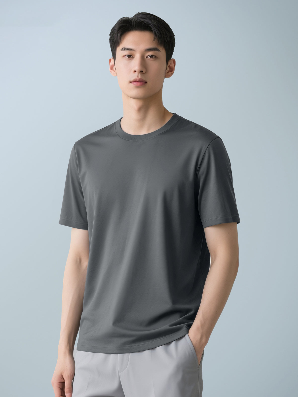 Men's Casual Solid Color Short Sleeve Crew Neck T-Shirt
