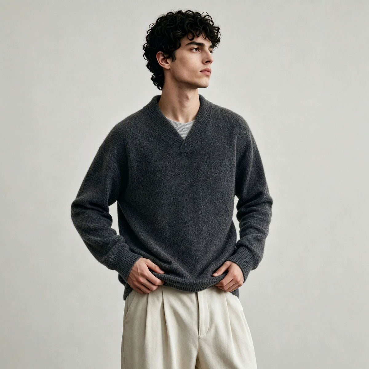 V-neck long sleeved sweater