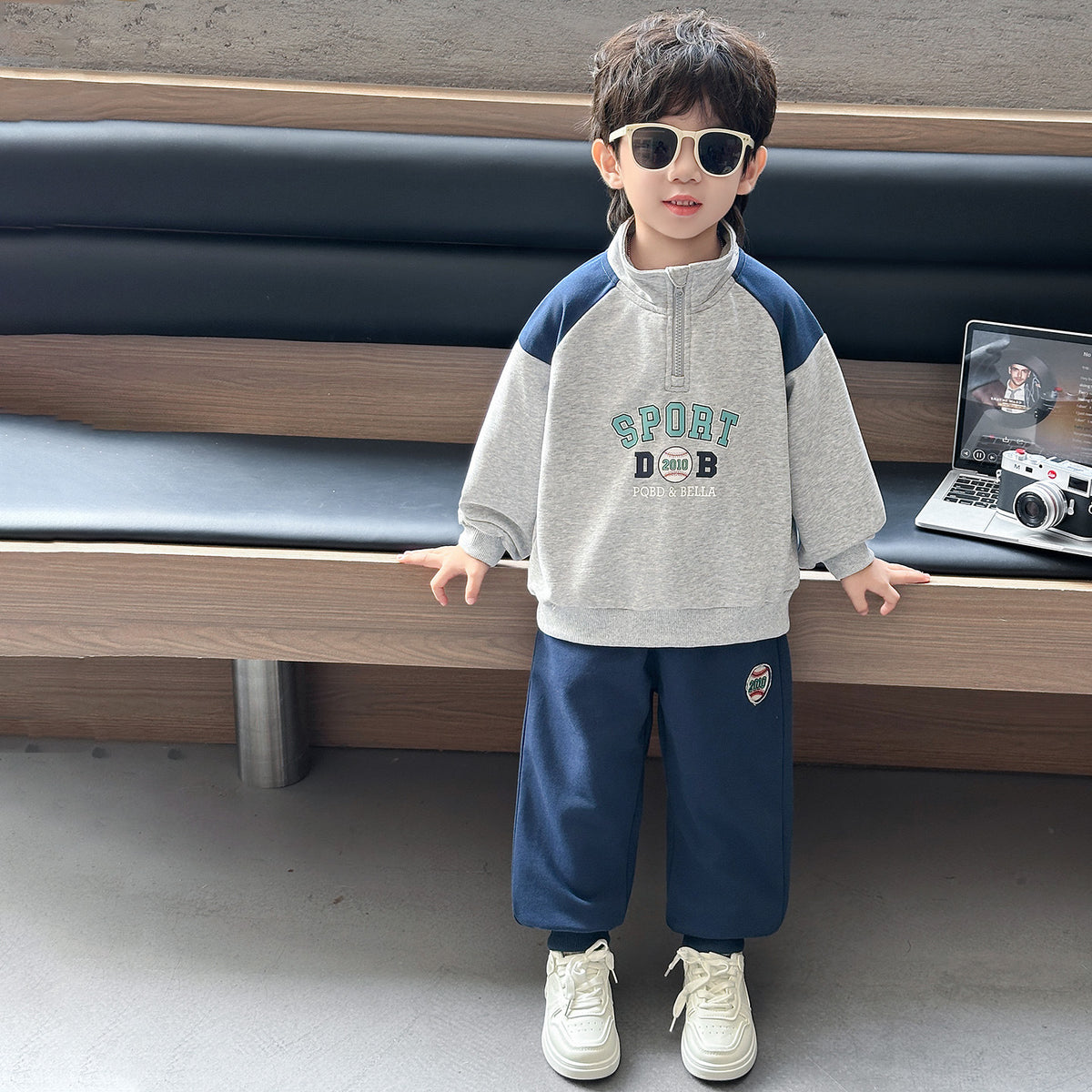 Boys Casual Sporty Sweatshirt Two-Piece Set