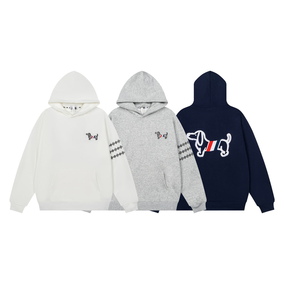 Dachshund Terry Embroidery Drop Shoulder Oversized Vintage Casual Men's Unisex Pullover Hoodie
