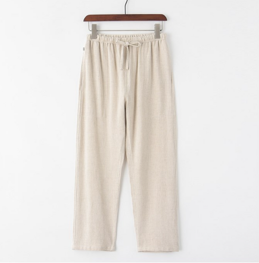 Cotton and linen men's Chinese wind long pants spring and summer Chinese linen casual pants