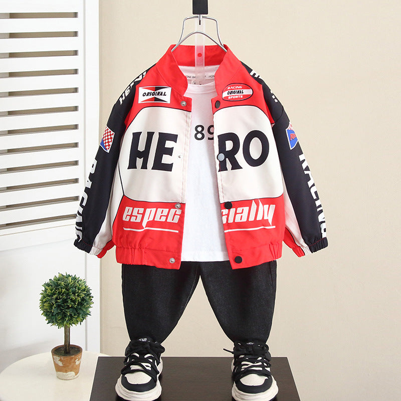 Boys Streetwear Motorcycle Jacket Cool Hip Hop Outerwear
