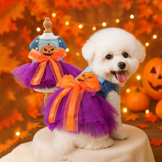 Halloween Pet Dog Cat Dress Quirky Pumpkin Wedding Costume Outfit