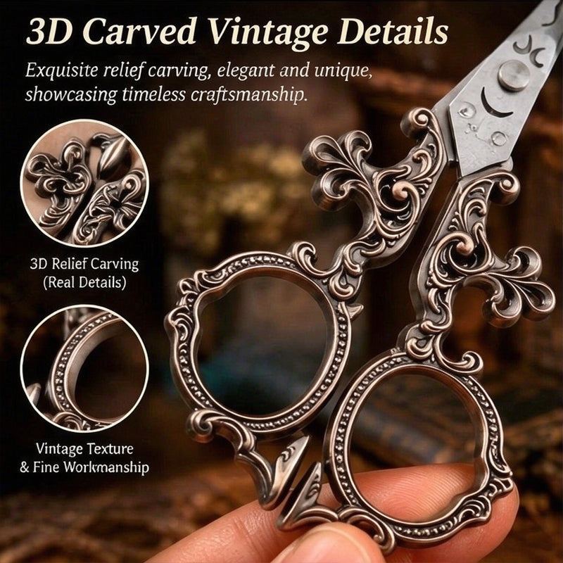 European Victorian Carved Scissors – Retro Embroidery Thread Snips, Cross Stitch Scissors, Tea Ceremony Tailoring Shears