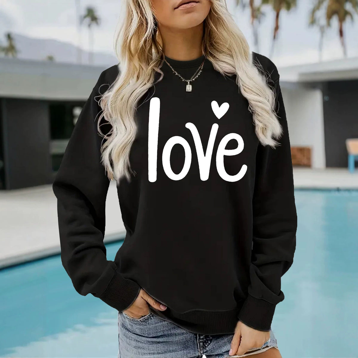 Round neck fleece hoodie for women